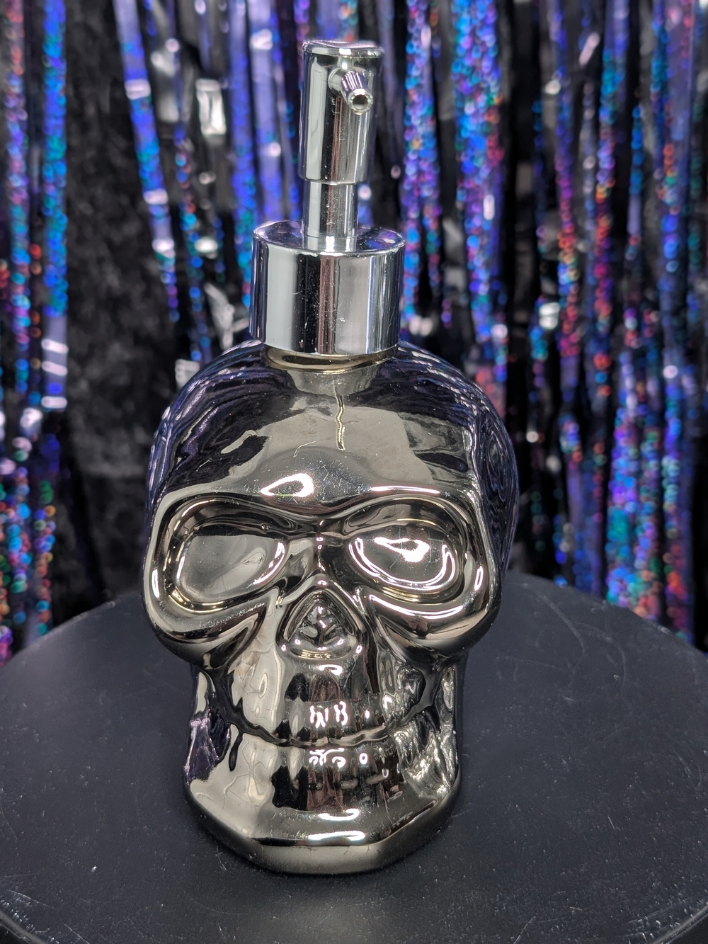 Chrome Skull Soap Dispenser - Metallic Silver Home Art